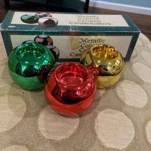 metallic coloured ceramic candler holders